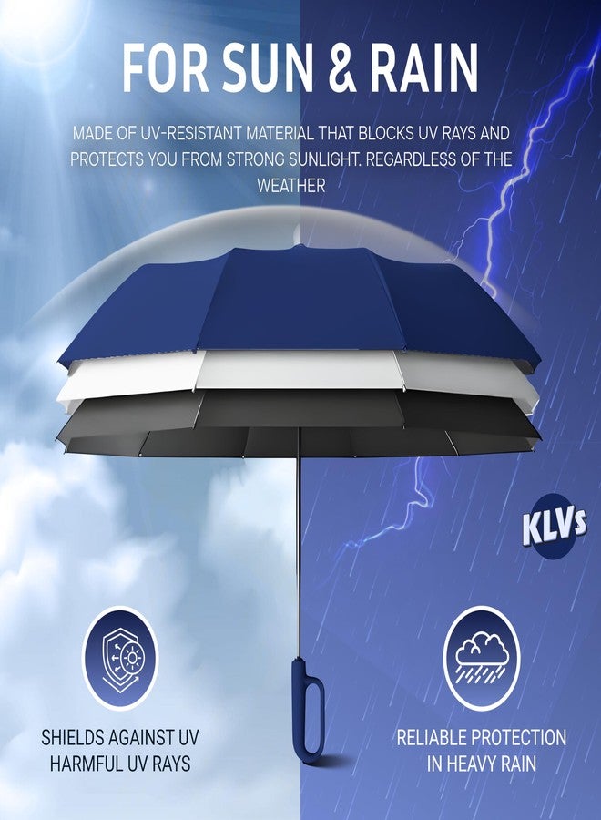 KLVS مظلة سفر صغيرة الحجم من KLVS للرجال والنساء، مظلة قابلة للطي كبيرة الحجم مقاومة للرياح مقاس 50 بوصة مع شريط عاكس - Image 2